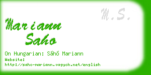 mariann saho business card