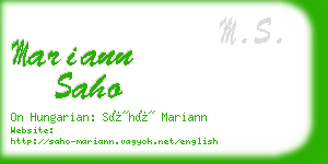 mariann saho business card